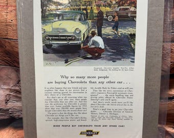 Chevrolet 1954 Vintage Print Ad Two-Ten Bel Air Sedan Original