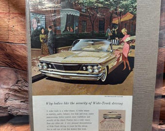 Pontiac 1960 Bonneville Convertible Vintage Original Magazine Ad Wide-Track