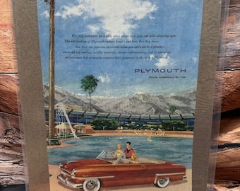 Plymouth Cranbrook Convertible Ad 1950s Vintage Magazine Print Red Car
