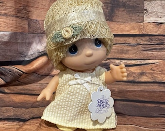 Vtg 1988 Precious Moments Hi Babies Doll Enesco 5" Yellow Dress Straw Hat June