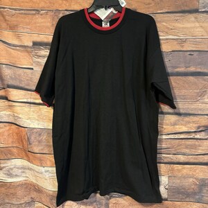 NWT Fruit of the Loom XXL Ringer T-Shirt Black Red Contrast Vintage 90s Style