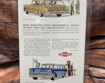 1958 Chevrolet Nomad Brookwood Station Wagons Vintage Print Ad Original GM Chevy