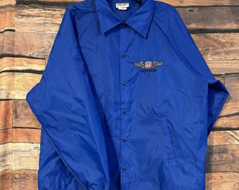 Vintage Hartwell Phillips 66 Aviation Coaches Jacket Mens XL Royal Blue USA Made