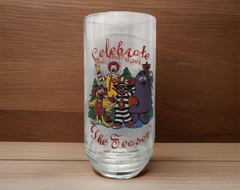 Vintage 2004 McDonalds Christmas Glass Celebrate the Season Ronald Grimace 16oz
