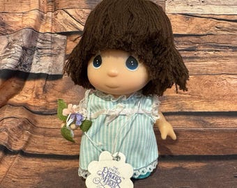 Vtg Precious Moments Enesco Doll "Moments Collection" Blonde Blue Dress May