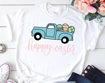 Happy Easter Truck PNG-bestand, Easter PNG, Hand Lettered png, sublimatieontwerp