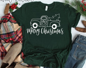 Fichier SVG joyeux Noël camion, SVG lettré à la main, Noël SVG, Cricut svg, silhouette svg