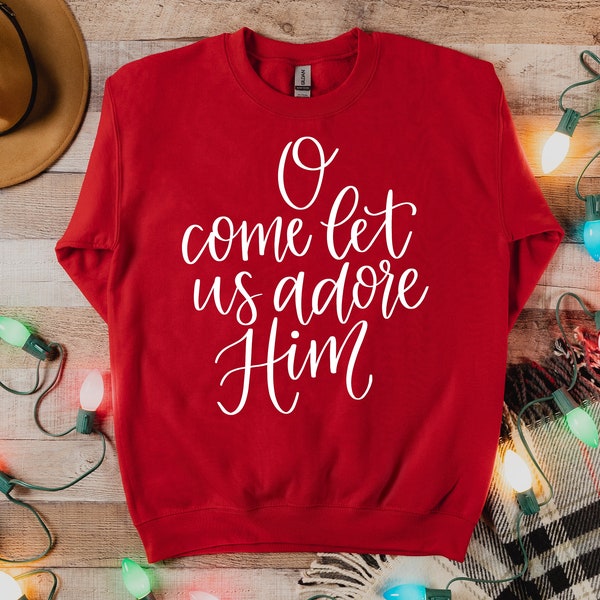 O Come Let Us Adore Him SVG file, Hand Lettered SVG, Christmas SVG, Cricut svg, silhouette svg