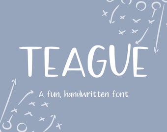 Teague Font - Fun Handwritten Font, Silhouette Font, Procreate Font, Kid Font, Sports Font, Hand Lettered Font, Cricut Font, TTF, OTF