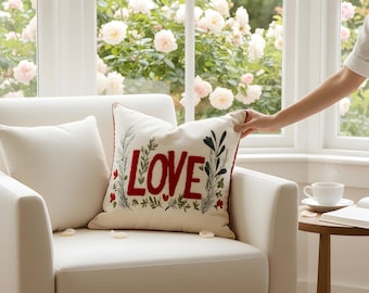 Love Pattern Pillow Cover - Romantic Decorative Pillow Cover for Sofa & Bedroom