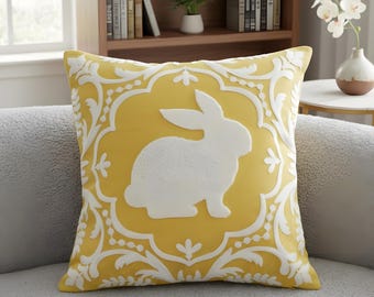 Pastel Easter Bunny Pillow Case - Easter Rabbit Print Sofa Decor
