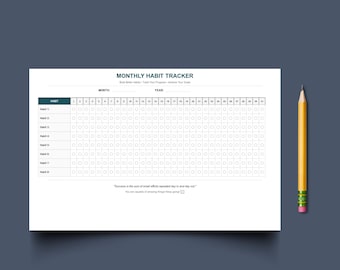 Utskrivbart landskap för månatlig vanerapportering, mall för vanerapportering, rutinrapportering, 30-dagars vanuutmaning, målplanerare, vaneplanerare.