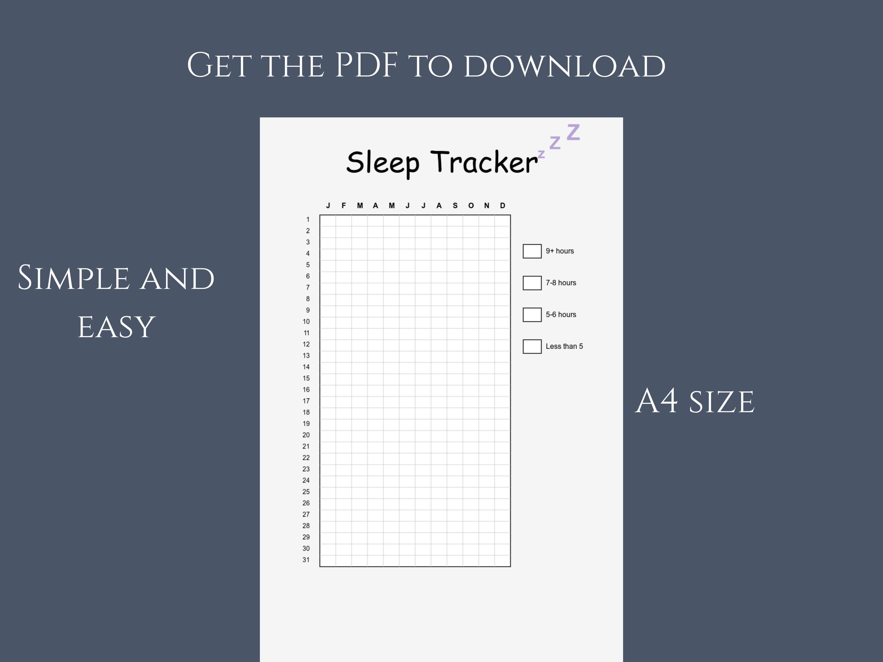 Sleep Tracker Yearly Printable Journal Page, Planner Page Track Sleep ...