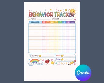 Belöningstabell för beteende för barn, beteendespårare för barn, diagram för gott beteende, beteendediagram för barn, hem, klassrum, beteendespårare.