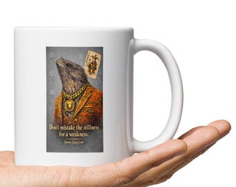 Caneca de café branca com estampa de boca de sapo – design streetwear | Shadow Status Vault