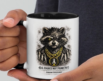 Edgy Raccoon Ceramic Coffee Mug – Streetwear Style, Gift for Coffee Lovers