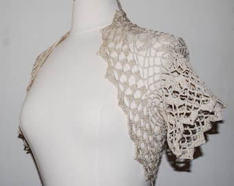 Natural and gold crochet bolero, wedding bolero, wedding shrug, bridesmaid bolero