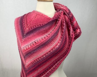Knit shawl/Multicolor pink and purple hand knitted shawl