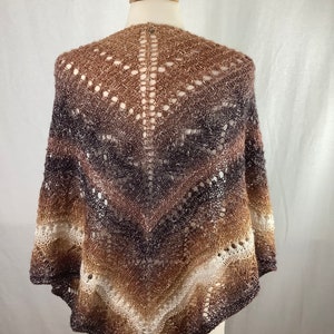 Knit shawl/Brown gray white gold metallic knit shawl image 2