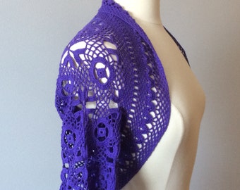 Purple crochet bolero shrug