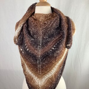 Knit shawl/Brown gray white gold metallic knit shawl image 5