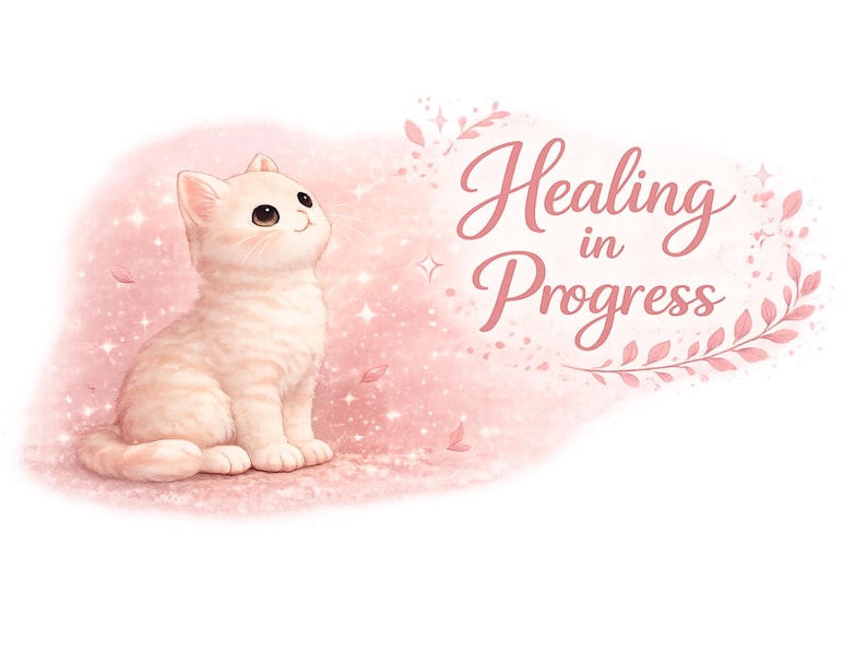 Healing in Progress Cat PNG, Pastel Kitten Quote Design (digital ...