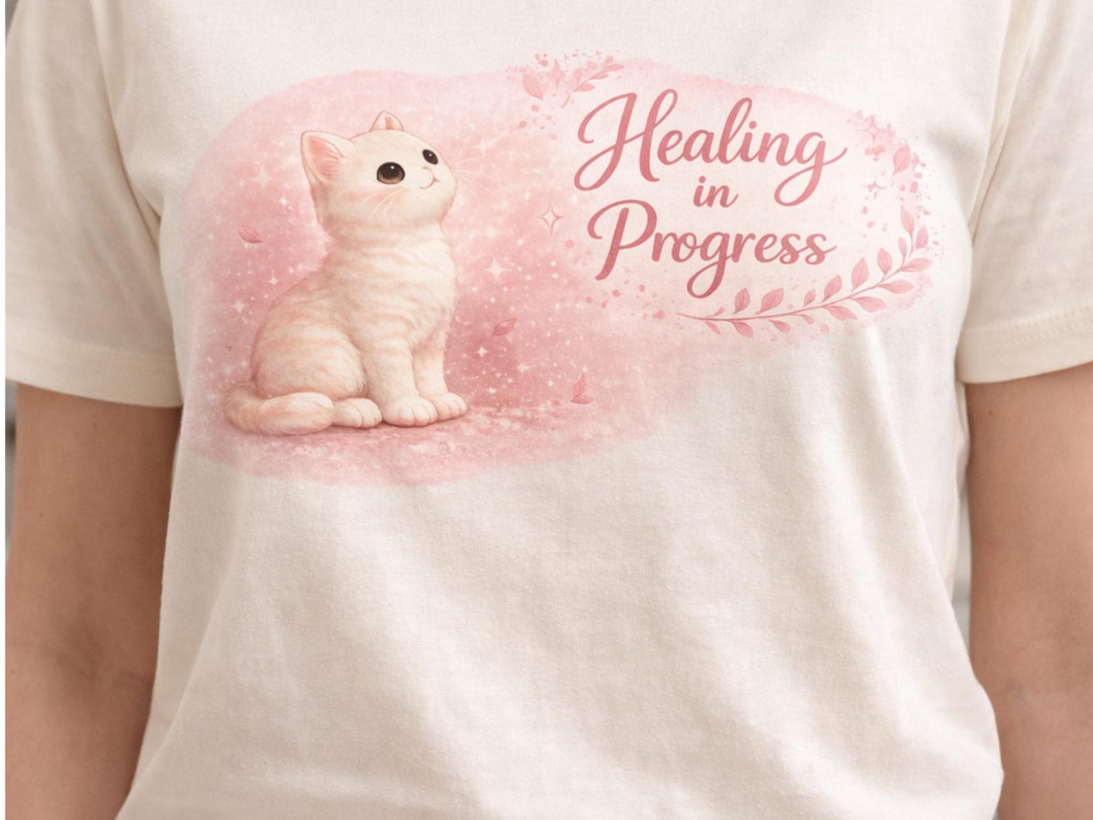 Healing in Progress Cat PNG, Pastel Kitten Quote Design (digital ...