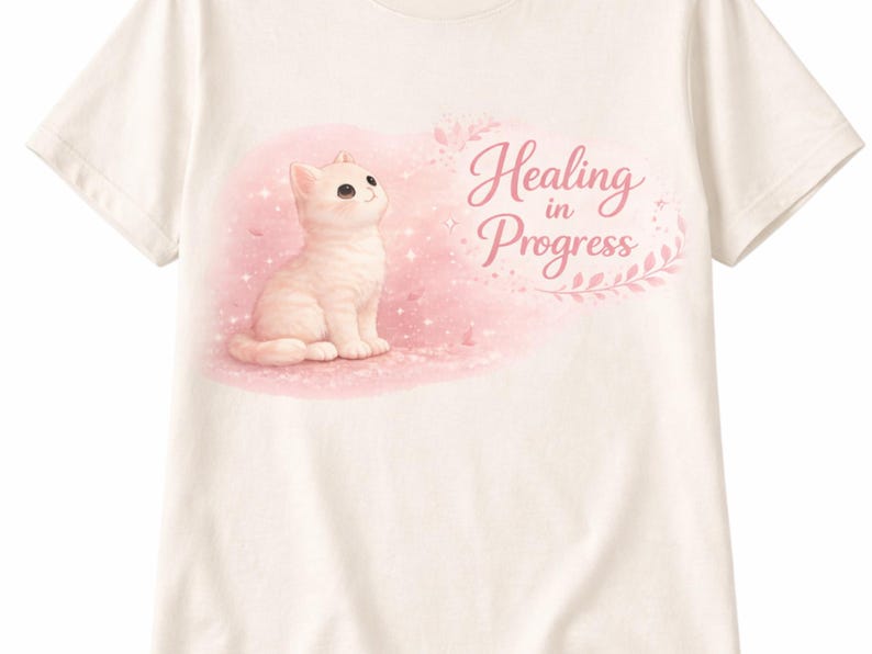 Healing in Progress Cat PNG, Pastel Kitten Quote Design (digital ...