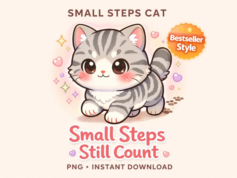 Mental Health Cat PNG Bundle, Kawaii Self Care Quotes Clipart (digital ...