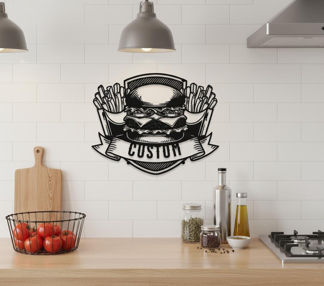Custom Burger Metal Sign - Personalized Cheeseburger Wall Art ...