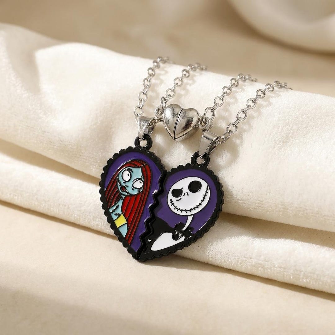 Couple Necklace - Nightmare Before Christmas Pendant, Halloween