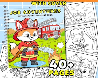 Libro para colorear, aventuras laborales, páginas para colorear para niños y adultos, libro para colorear relajante y acogedor, páginas para colorear cómodas y acogedoras, PDF imprimible.