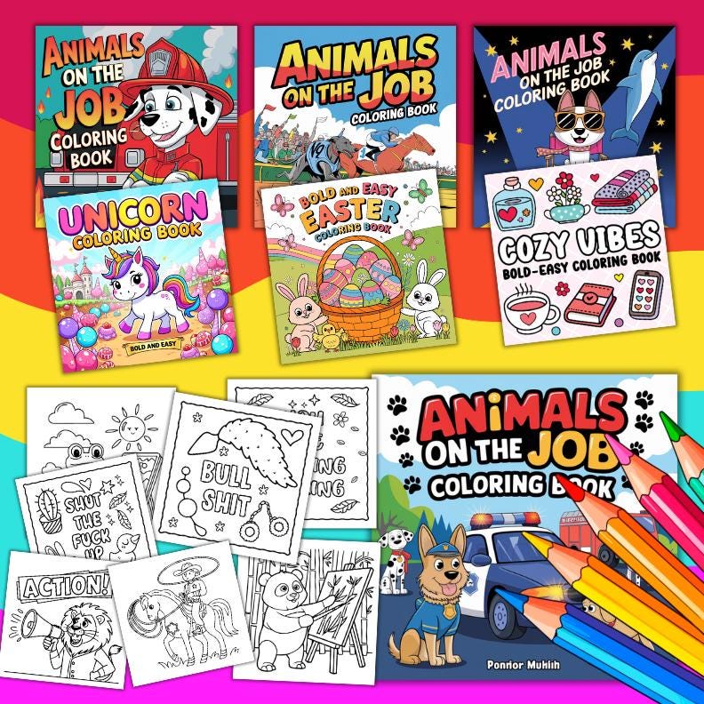 Coloring Book Ultimate Bundle Bold and Easy for Kids and Adults, Cute ...