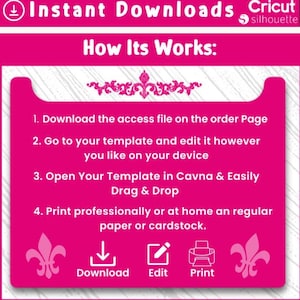 May include: Canva frames digital download.  Instant downloads include JPG, PNG, SVG, DXF, EPS, PSD, and AI formats.  The frames feature a landscape design with green hills, blue sky, and white clouds.  Various device mockups are shown: computer screen, tablet, phone, and browser windows.  The word 'LOVE' is also included in the design.  Cricut and Silhouette compatible.