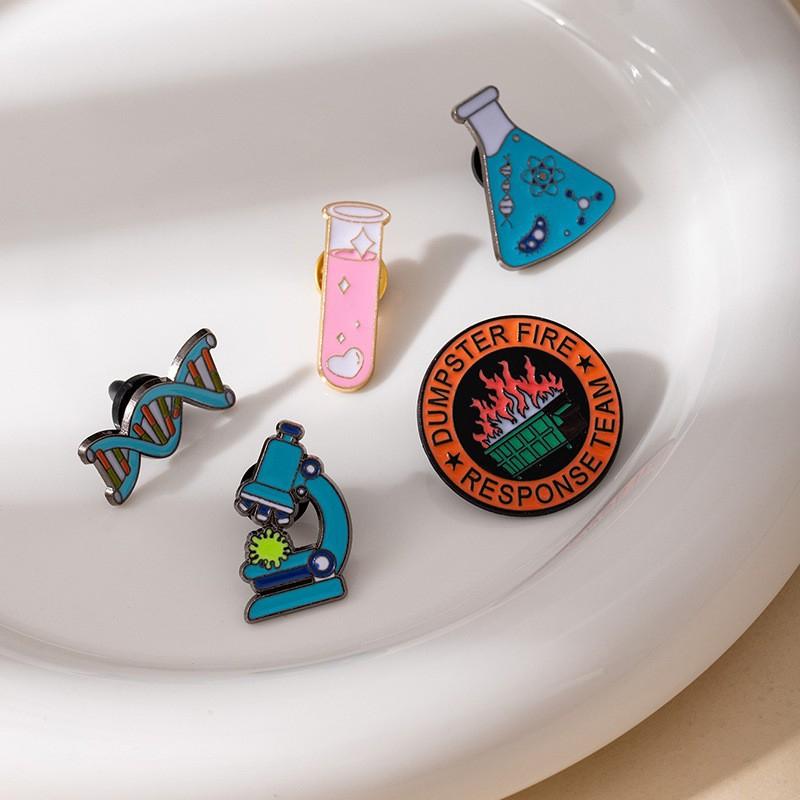 Science Enamel Pins Set, Chemistry Biology Pin, DNA Microscope Brooch ...