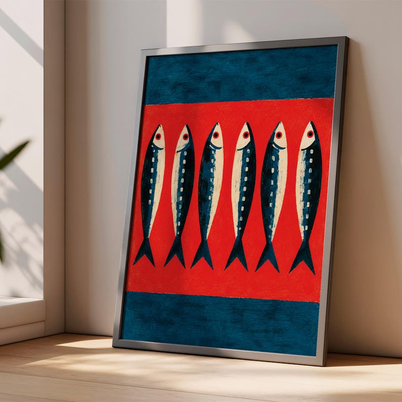 Kitchen Fish Poster Sardine Art, Sardine Print, Sardine Wall Art, Mediterranean Fish Poster ...