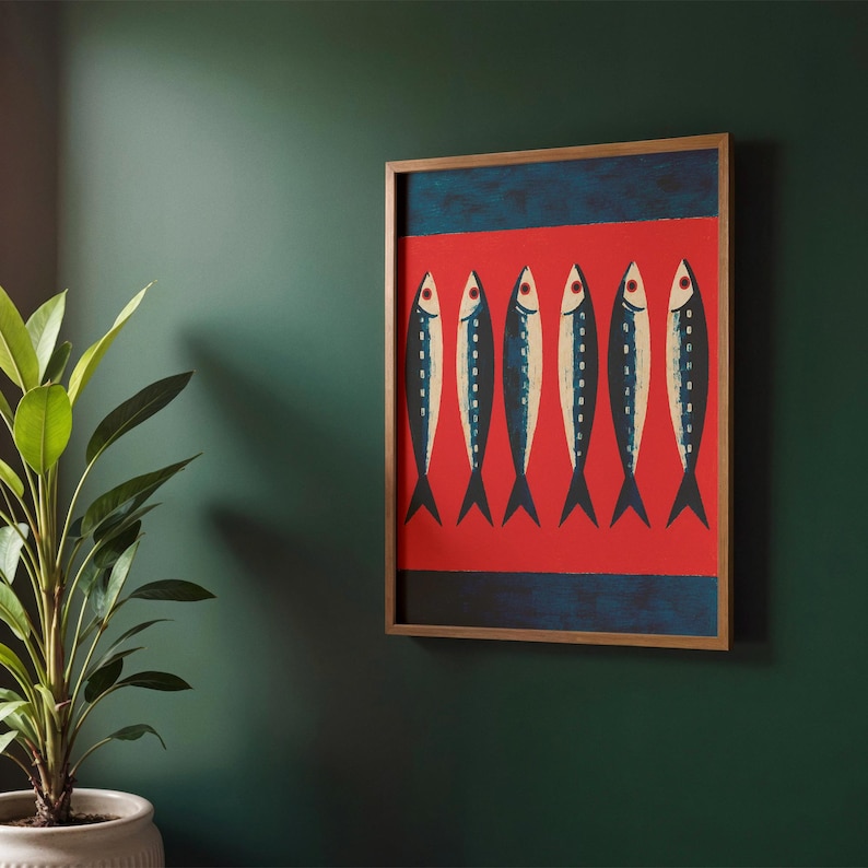 Kitchen Fish Poster Sardine Art, Sardine Print, Sardine Wall Art, Mediterranean Fish Poster ...