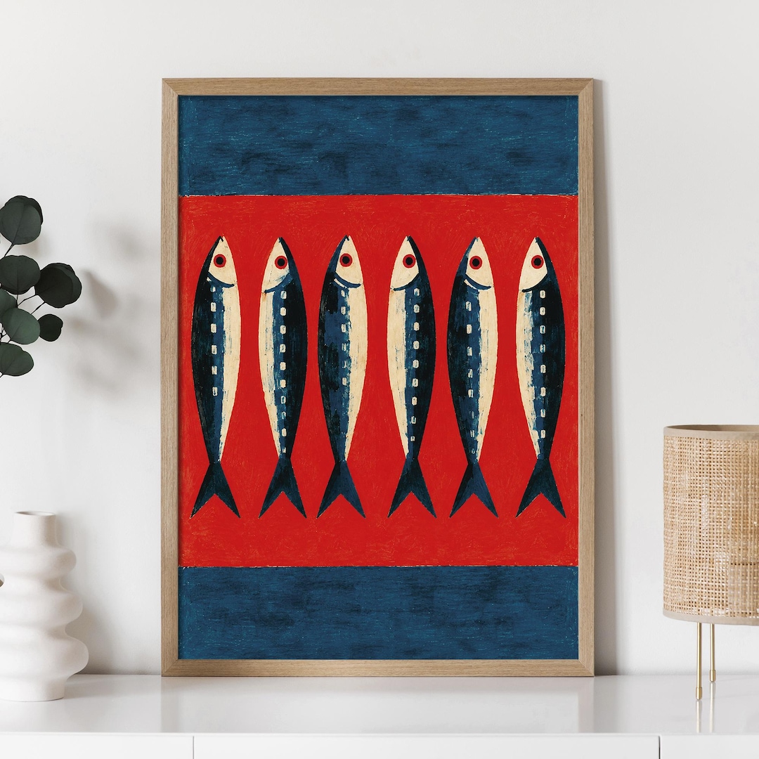 Kitchen Fish Poster Sardine Art, Sardine Print, Sardine Wall Art, Mediterranean Fish Poster ...