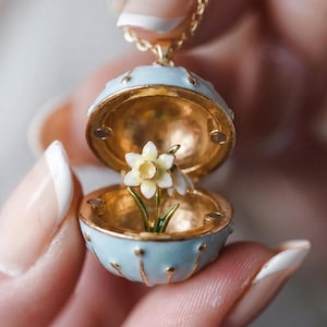 Vintage Geburt Blume Medaillon Halskette, Öffnung Blumen Anhänger, Emaille Blumen Schmuck, 12 Monate Blume Schmuck, bedeutungsvolle Geburtstagsgeschenk für Sie