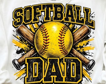 Retro Softball Dad PNG – Funny Game Day PNG for Shirt | Retro Sports Dad Graphic, Softball Season Design, Father’s Day Sublimation