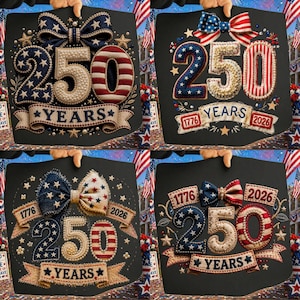 Amerikas 250-årsjubileumspaket, Amerikas 250-årsjubileum PNG | Patriotisk rosettlapp 1776-2026, slitet denim USA 250 år png,