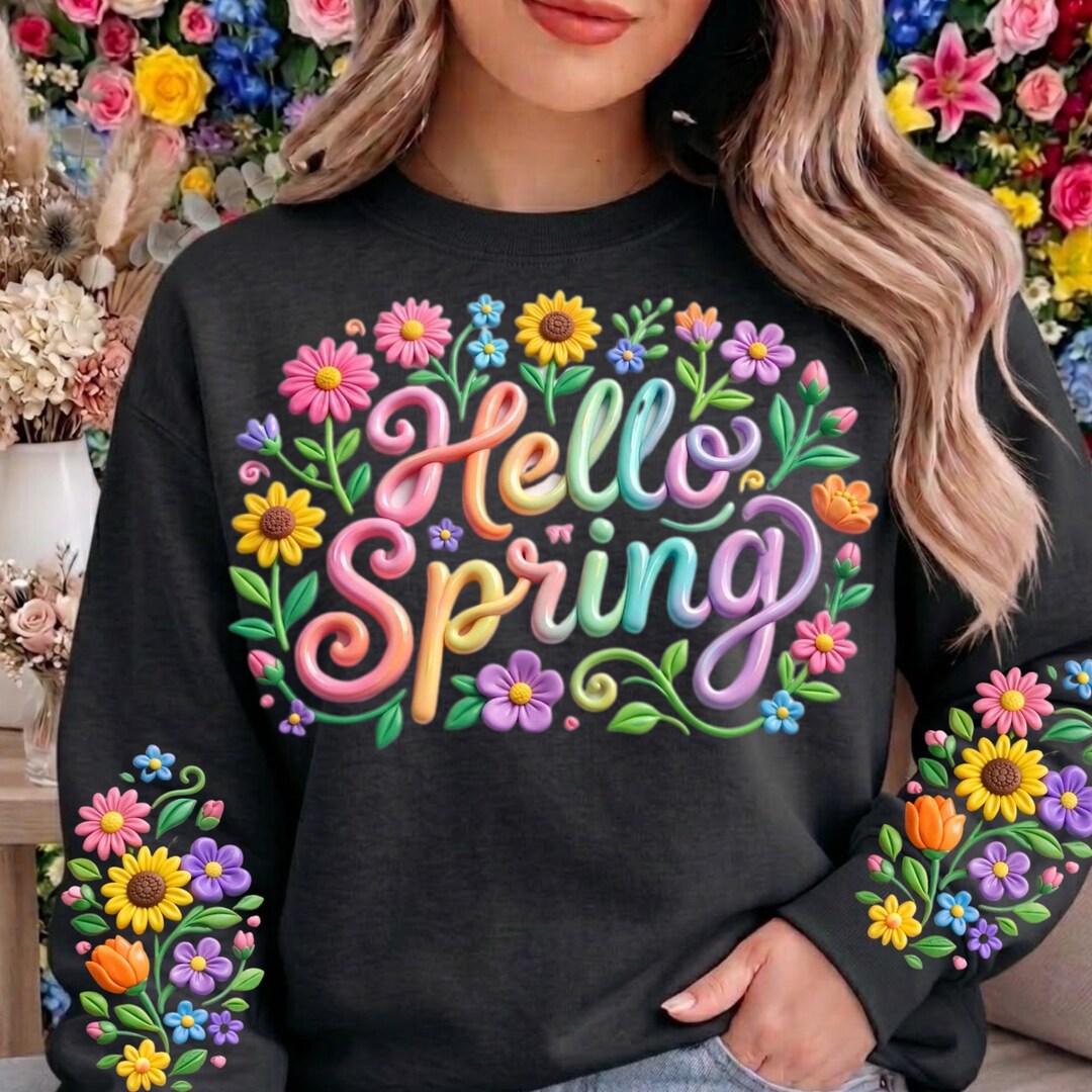 Hello Spring Season PNG – Retro Floral Spring Vibes PNG for T-shirts ...