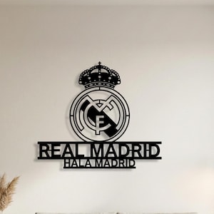 Cartello in metallo con stemma del Real Madrid, decorazione per tifosi di calcio Hala Madrid, arte per sala sportiva
