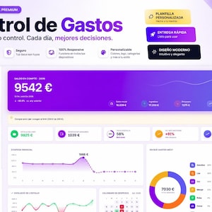 Plantilla HTML Premium Control de Gastos | Dashboard Financiero Personalizado | Expense Tracker Responsive | Gestión de Presupuesto y Ahorro