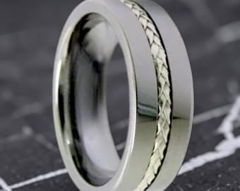 Fede nuziale intrecciata in tungsteno per uomo, fascia comfort fit in tungsteno argento, fede nuziale unica per uomo, anello per anniversario o promessa