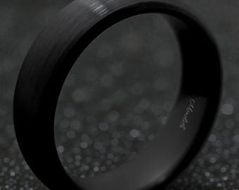 Fede nuziale in tungsteno nero spazzolato, anello Comfort Fit da 6 mm