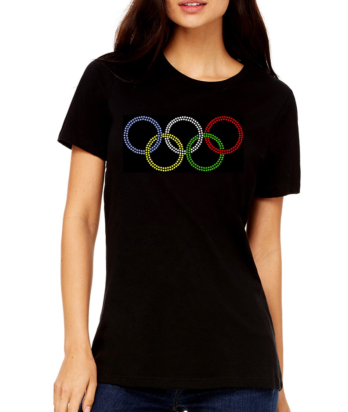 Olympic ring inspired RHINESTONE tshirt tank top Pick shirt Etsy