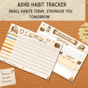 ADHD Habit Tracker Printable | Neurodivergent Planner | Monthly PDF (Digital Download)