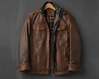 Men's Lambskin Leather Biker Jacket, Asymmetrical Zip, Quality