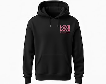 Love Valentine's Fleece Hoodie, Midnight Wave Design